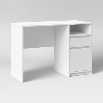 a white computer desk